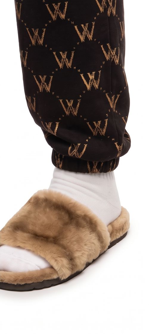 Fur slides over white socks